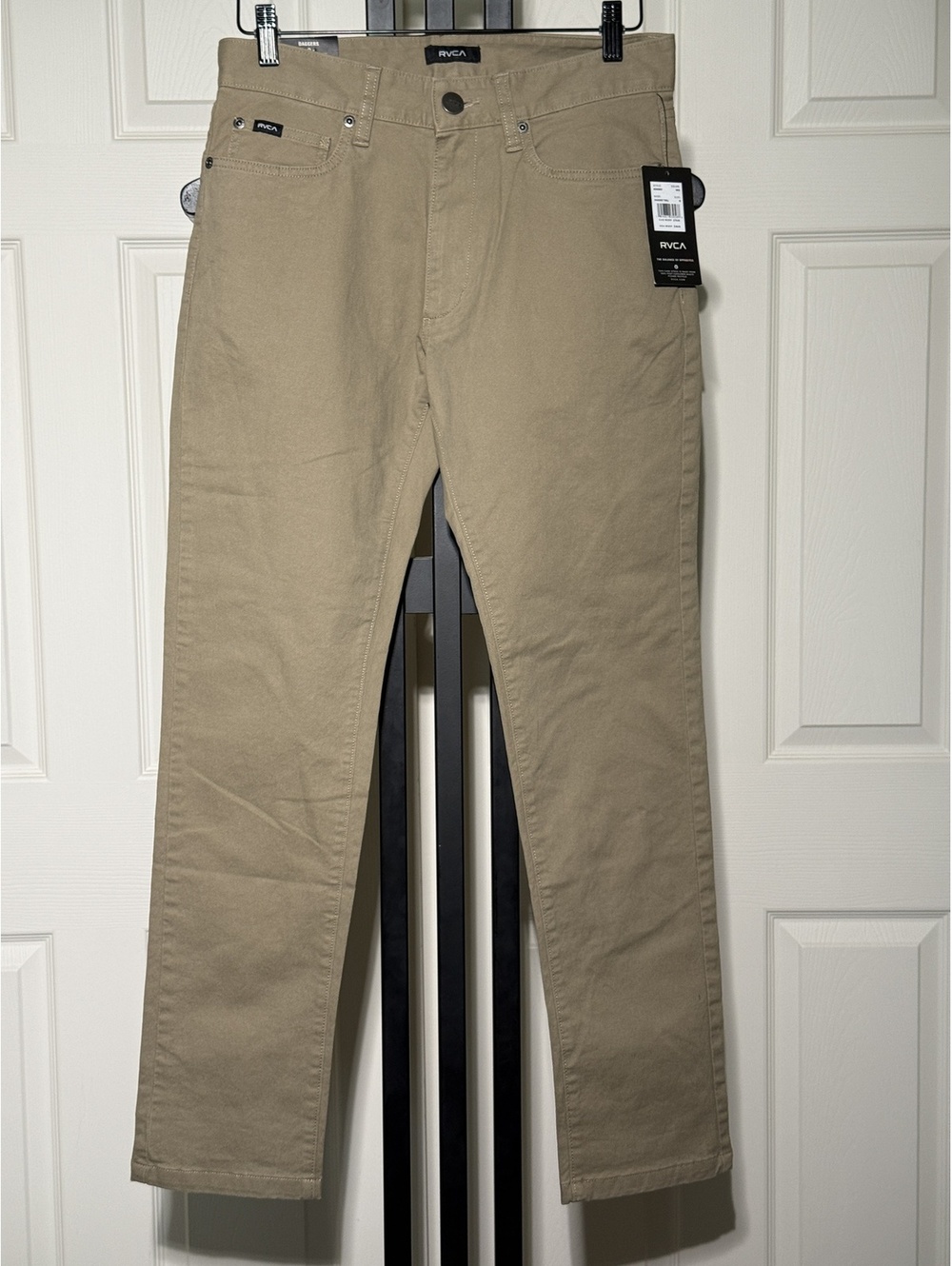 RVCA Daggers Slim Straight Chino Pants 30 Khaki Tan Cotton Twill Stretch